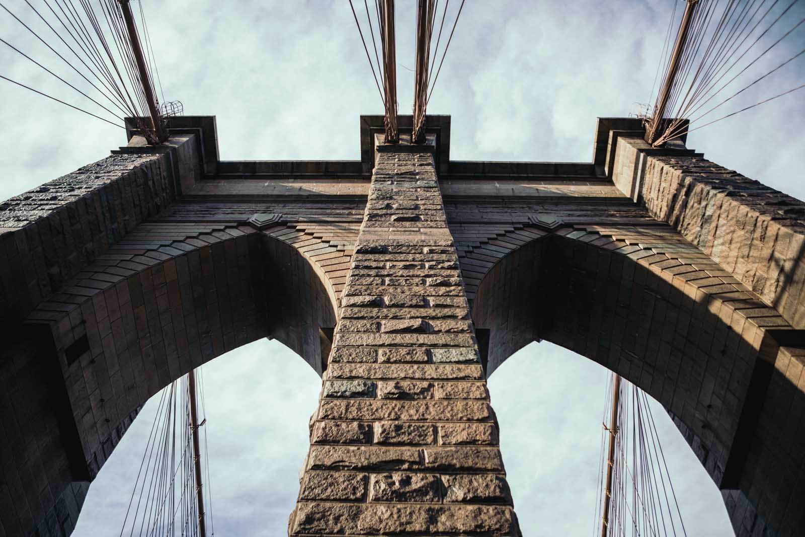 Looking up at the Brooklyn Bridge