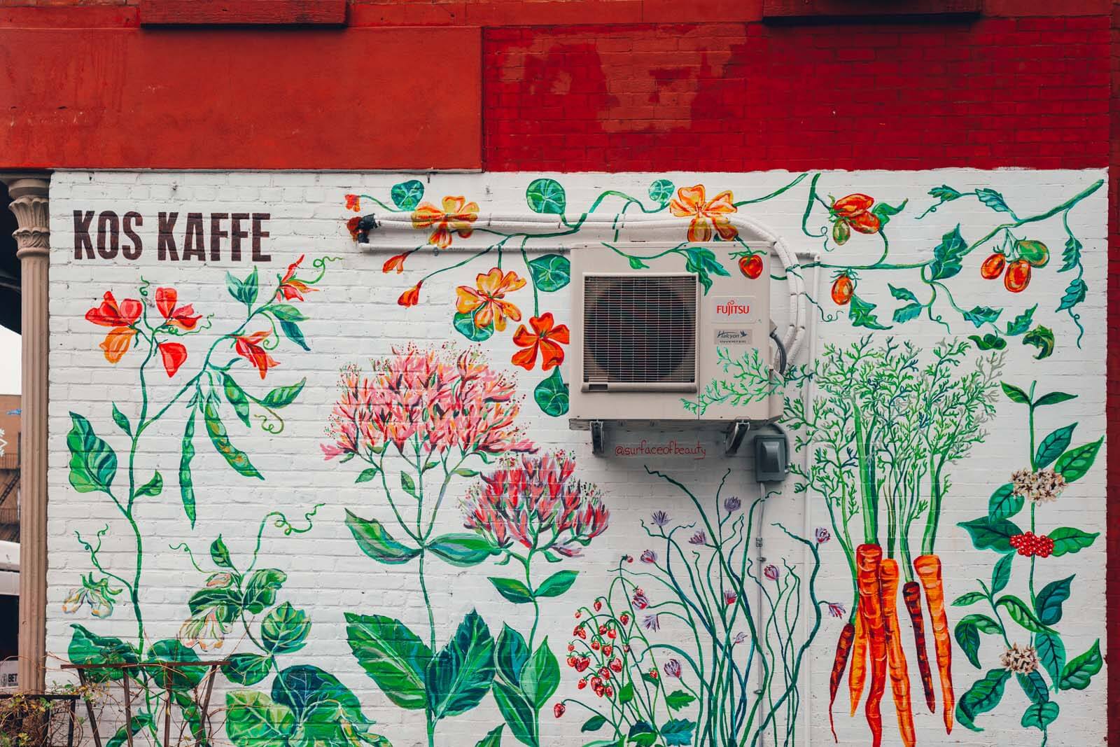 Kos Kaffe Mural in Park Slope Brooklyn