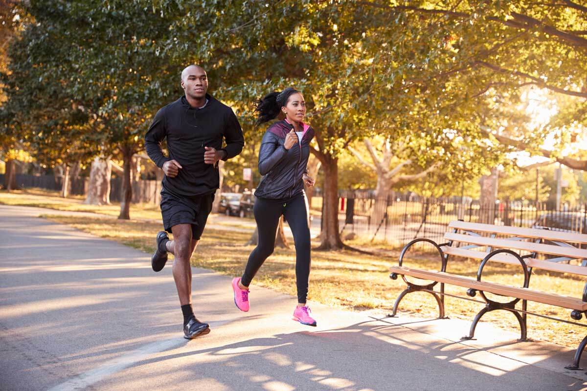 couple jogging at Prospect Park in Brooklyn