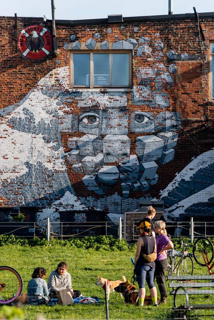 mural at Louis Valentino Jr Park in Red Hook Brooklyn