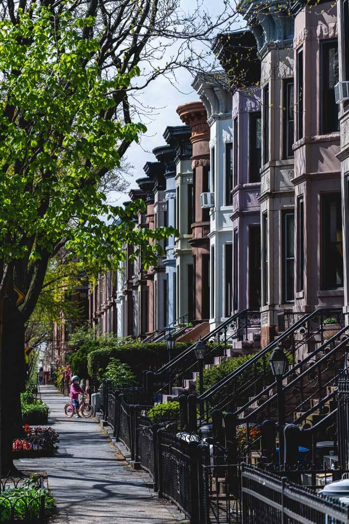 the pretty brownstones of Park Slope Historic District