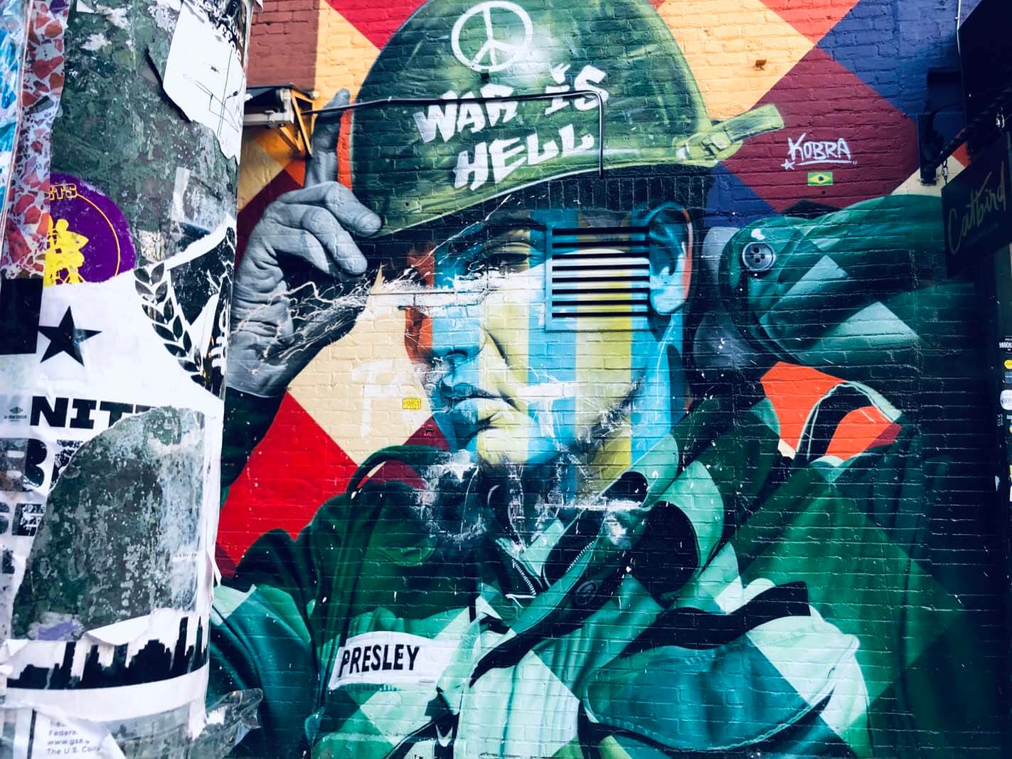 Elvis Presley War is Hell by Eduardo Kobra in Williamsburg Brooklyn