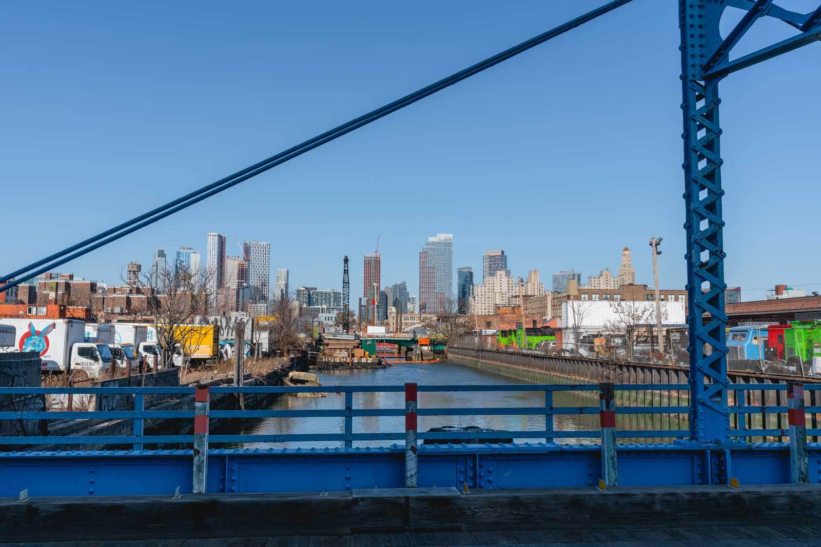 Gowanus Canald and city view in Brooklyn