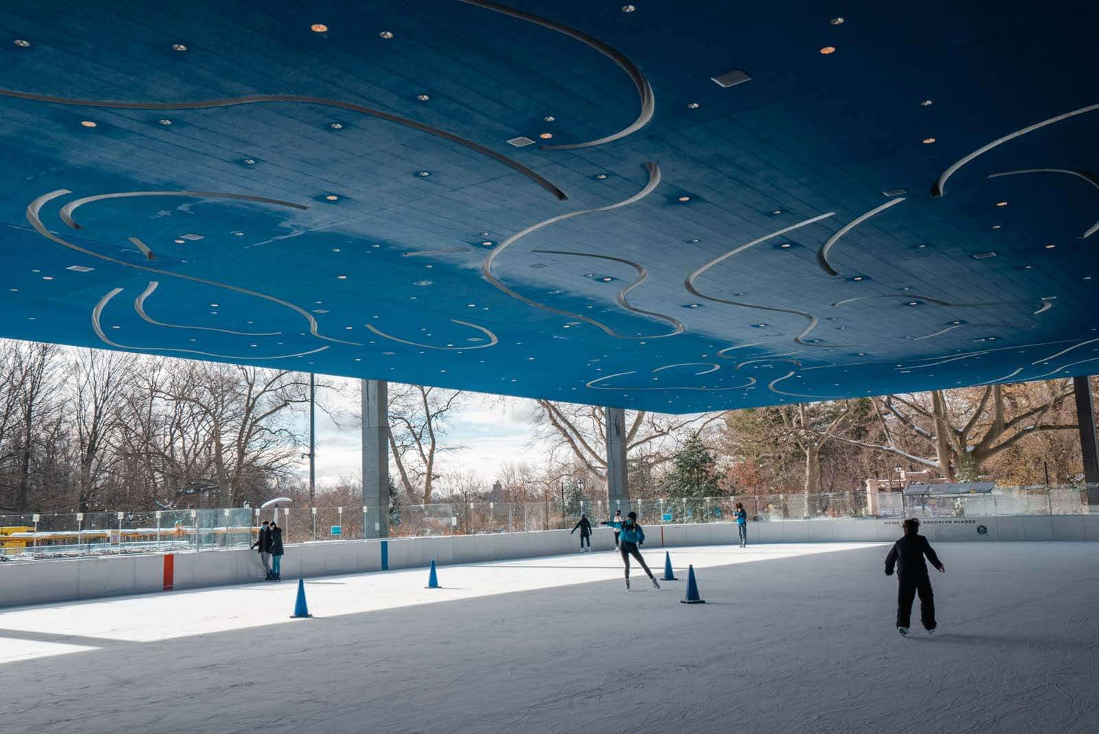 Patinar sobre hielo en Prospect Park a orillas del lago