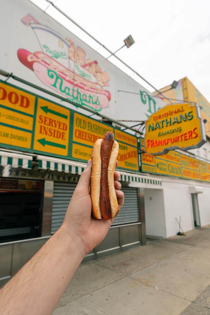 Nathans Famous hot dog at Coney Island