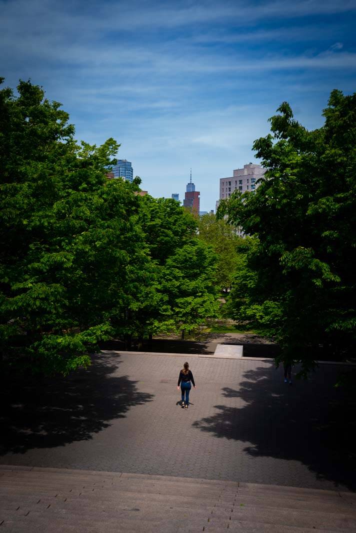 girl walking in Fort Greene park in Brooklyn