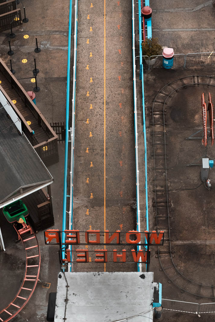 moody photo from the top of the Wonder Wheel at Coney Island in Brooklyn