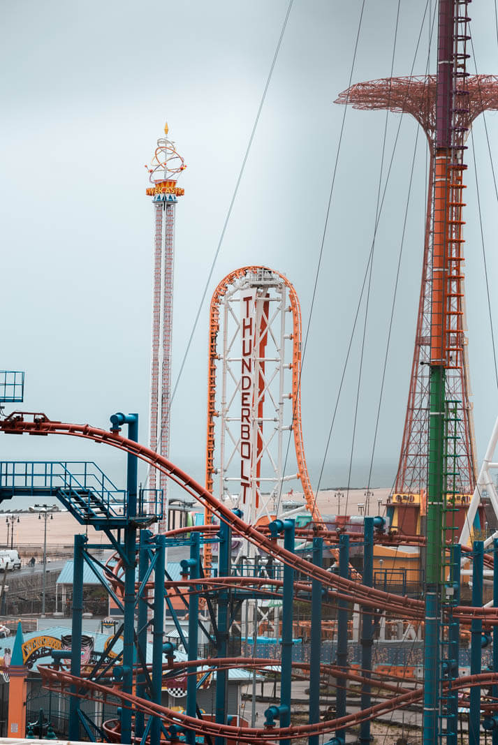 the thunderbolt rollercoaster at coney island in brooklyn