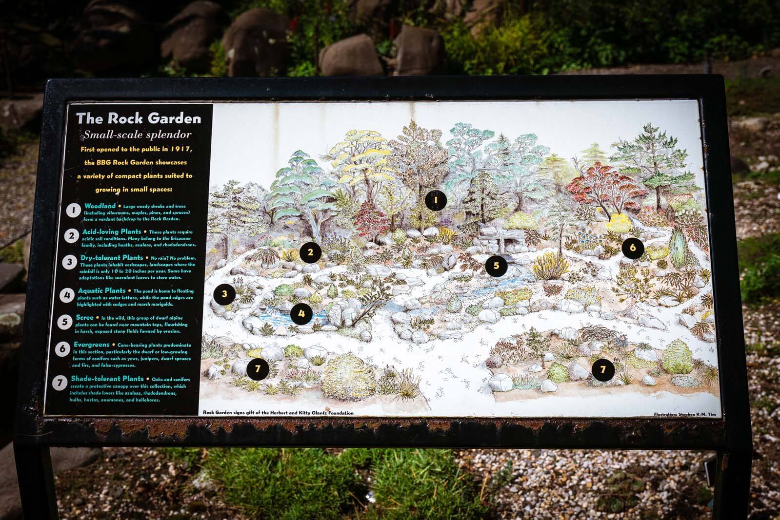 The Rock Garden sign at Brooklyn Botanic Garden