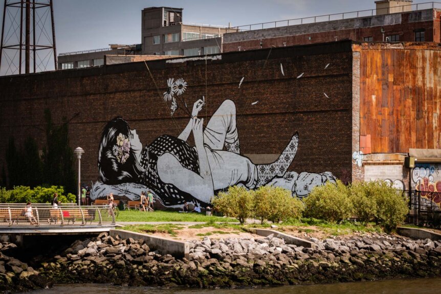 mural at Transmitter Park in Greenpoint Brooklyn