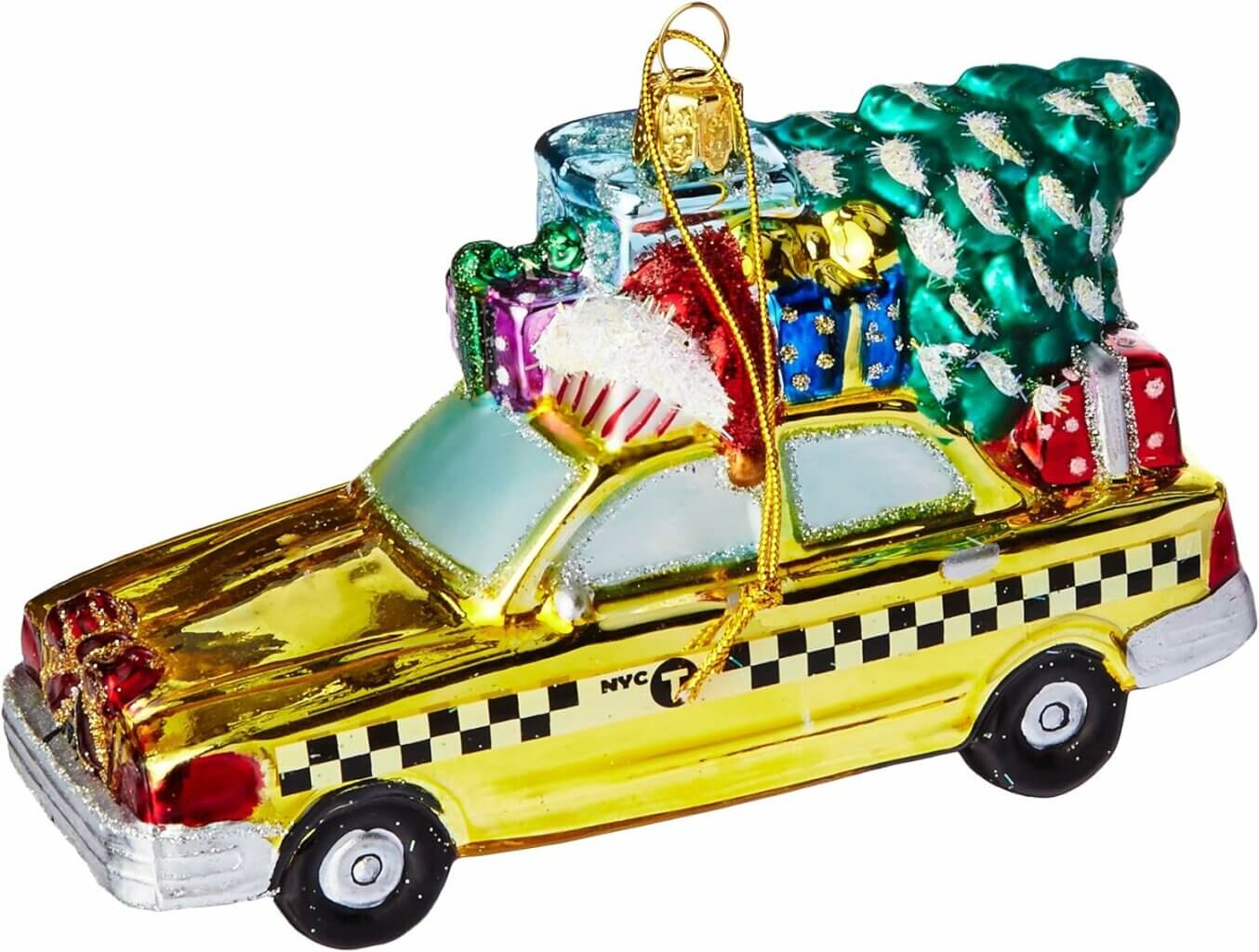 classic checkered NYC Taxi Christmas ornament
