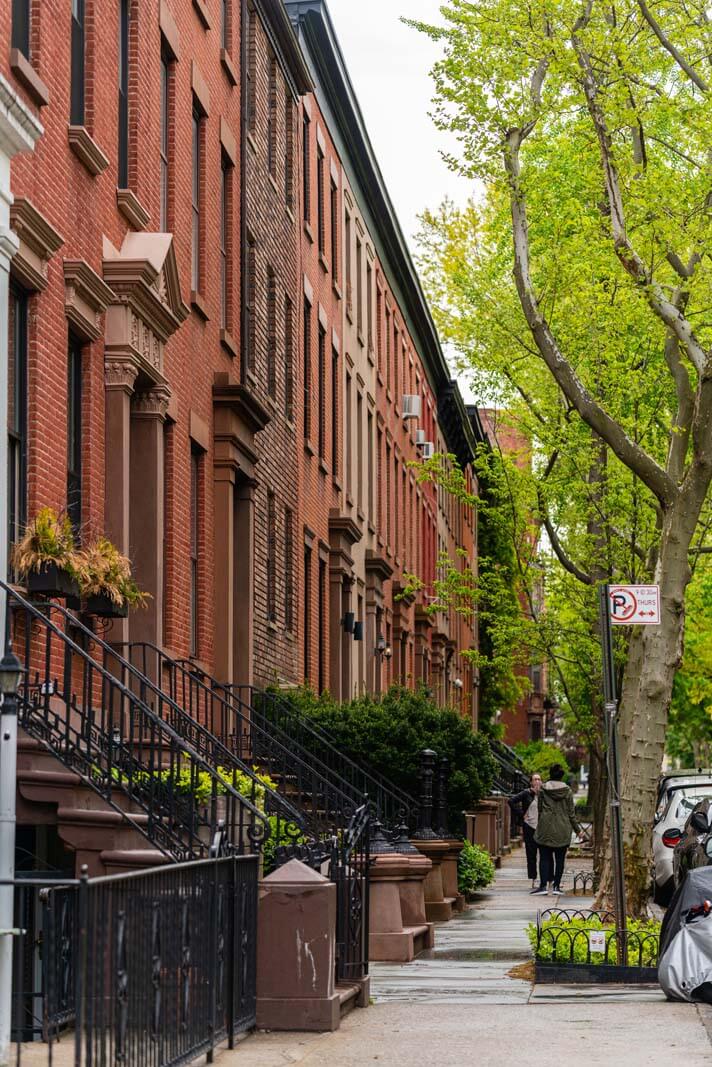 Beautiful row of homes in Carroll Gardens Brooklyn