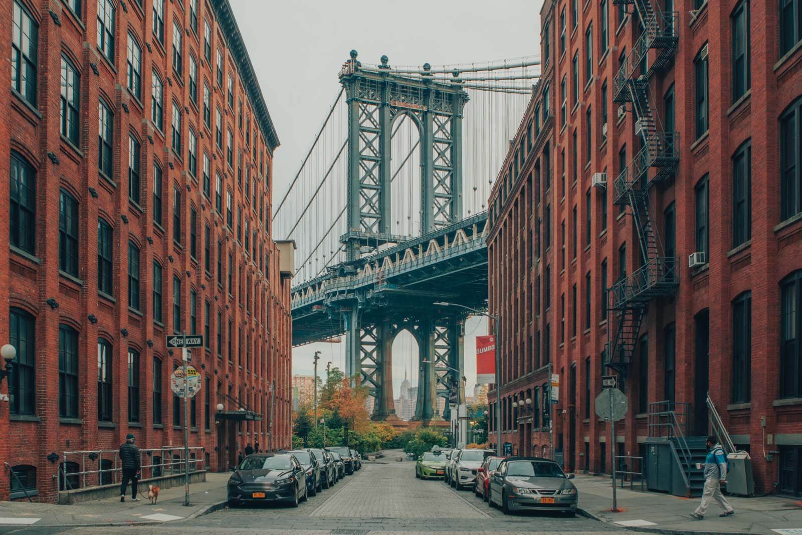 Empire State Building View through Manhattan Bridge in DUMBO Brooklyn