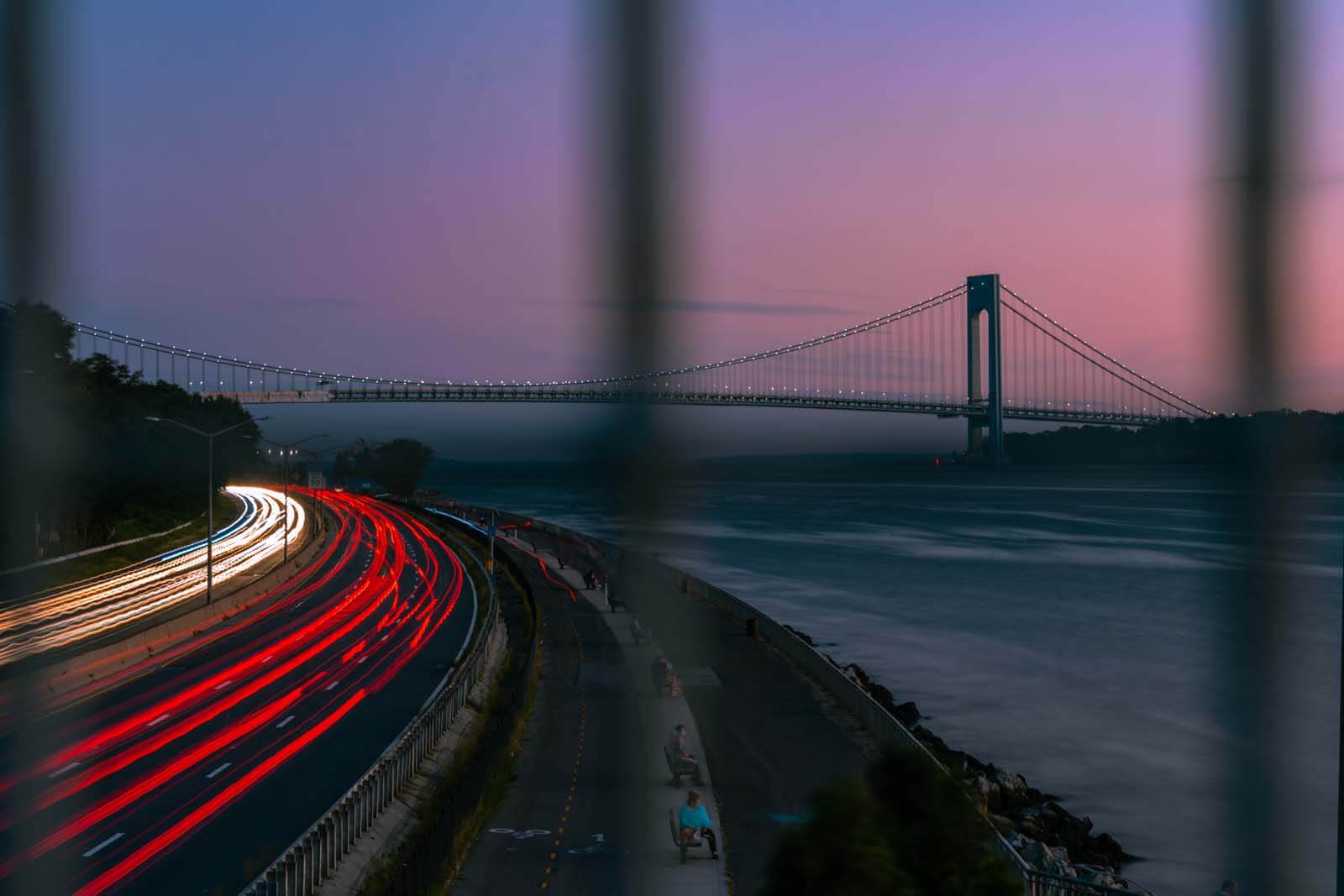 The Verazzano Bridge from Old Glory Lookout at Bayridge Brooklyn