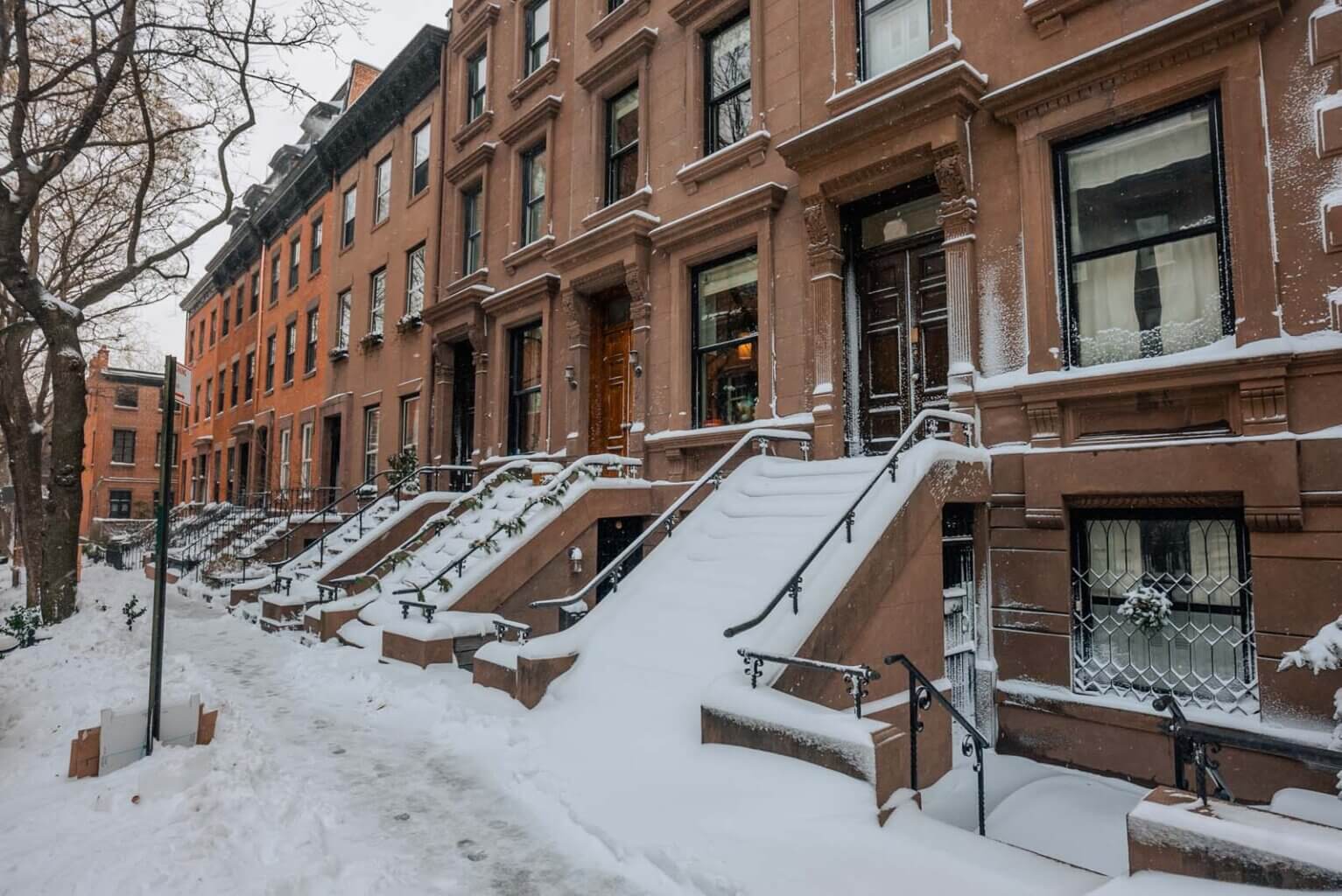 Brooklyn Heights Brownstones Covered in Stone