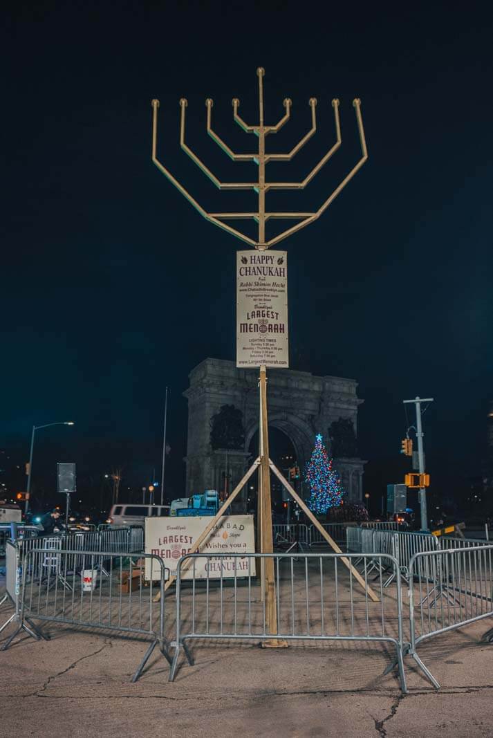 Brooklyns largest menorah at Grand Army Plaza during the holidays