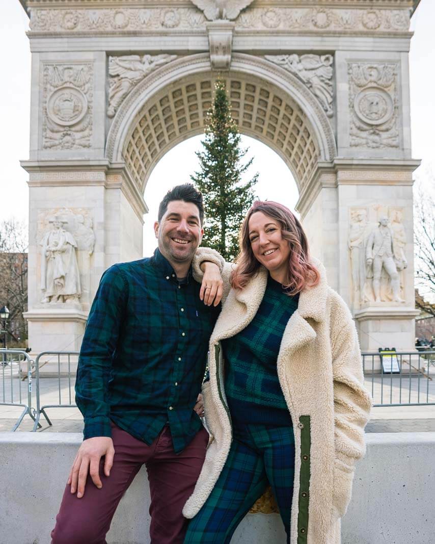 Washington Square Park Christmas Tree in NYC Greenwich Village Manhattan