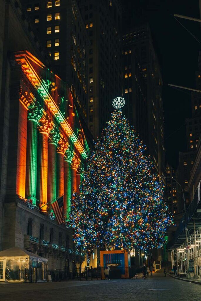 christmas tree at the New York Stock Exchange in Manhattan