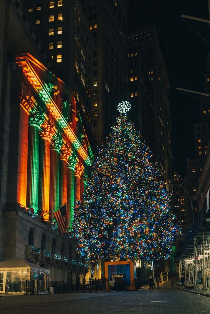 christmas tree at the New York Stock Exchange in Manhattan