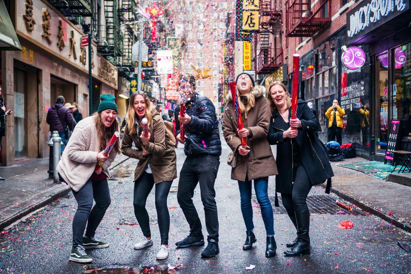 Lunar New Year Celebrations in Chinatown in NYC in winter