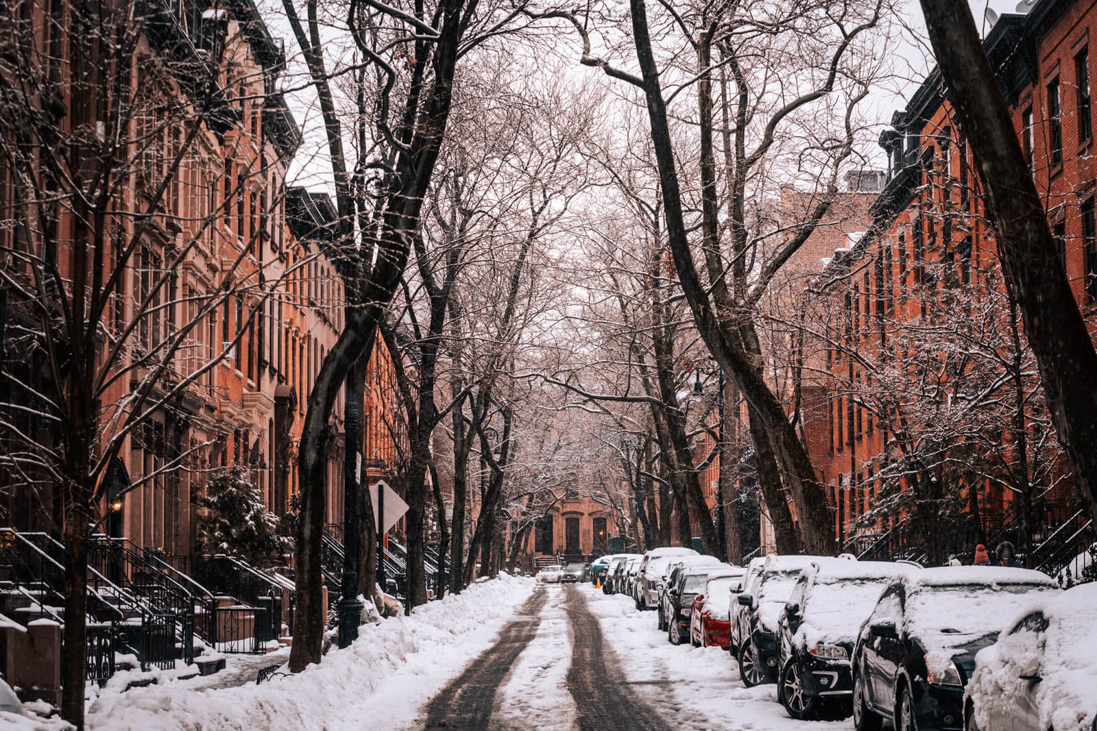 gorgeous brownstones in Brooklyn Heights in the snow