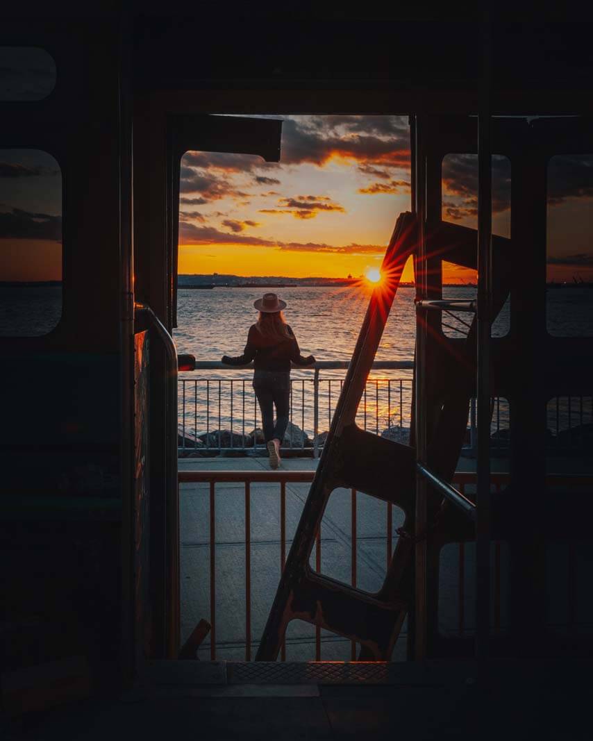 A Girl enjoying a Brooklyn Sunset in Red Hook