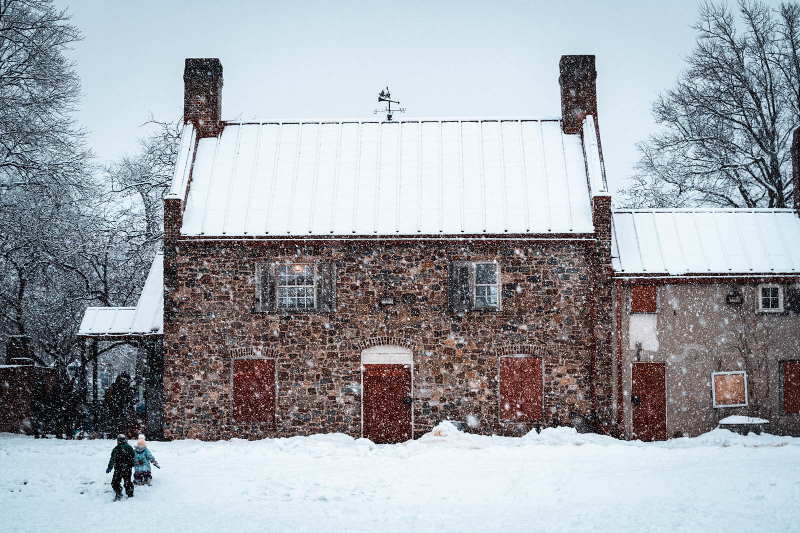 Old Stone House in Park Slope Brooklyn on a snowy winter day