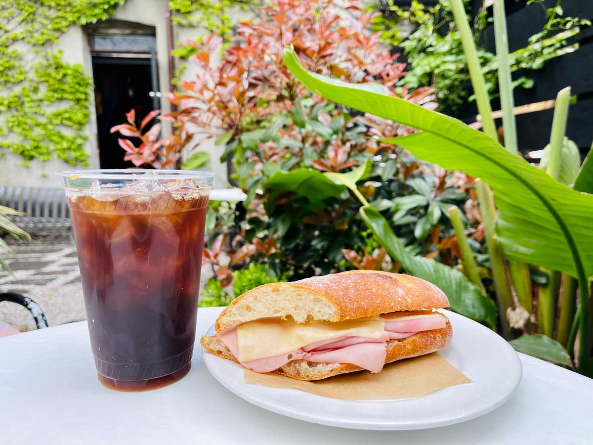 ice-coffee-and-baguette-sandwich-from-the-black-flamingo-cafe-in-red-hook-brooklyn