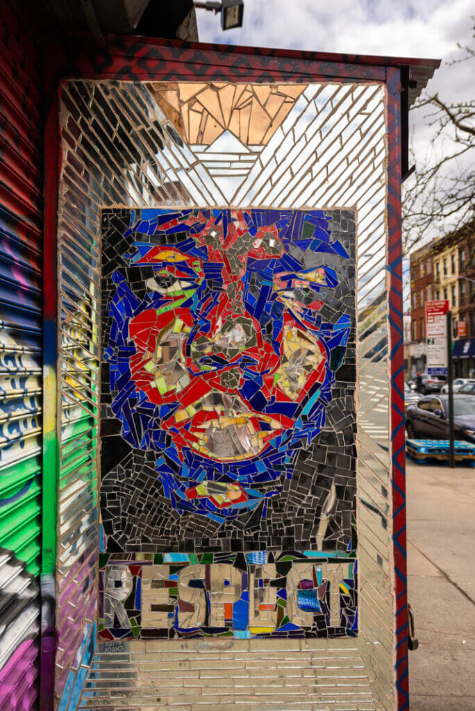 Biggie Smalls glass mosaic by Carlos Pinto in Brooklyn