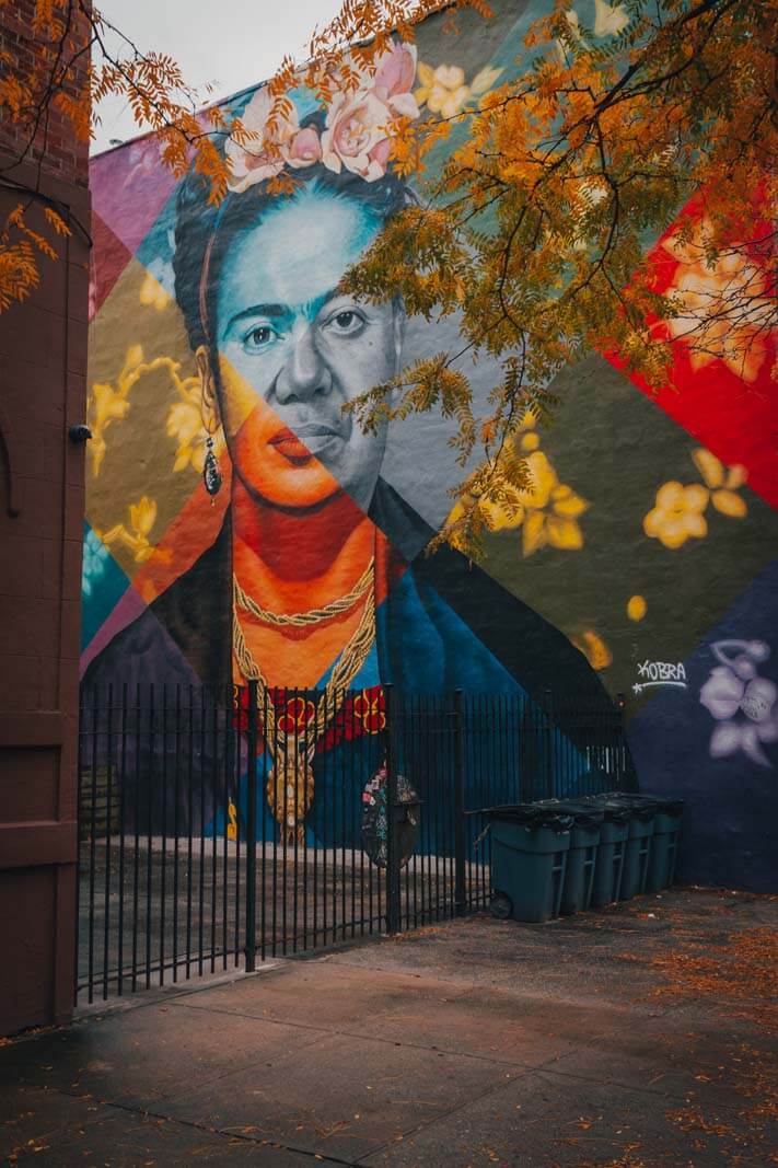 Frida and Diego Kobra mural in Prospect Heights Brooklyn