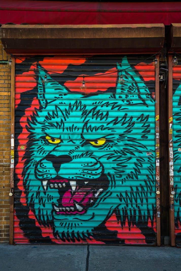 wolf Bushwick street art and mural in Brooklyn