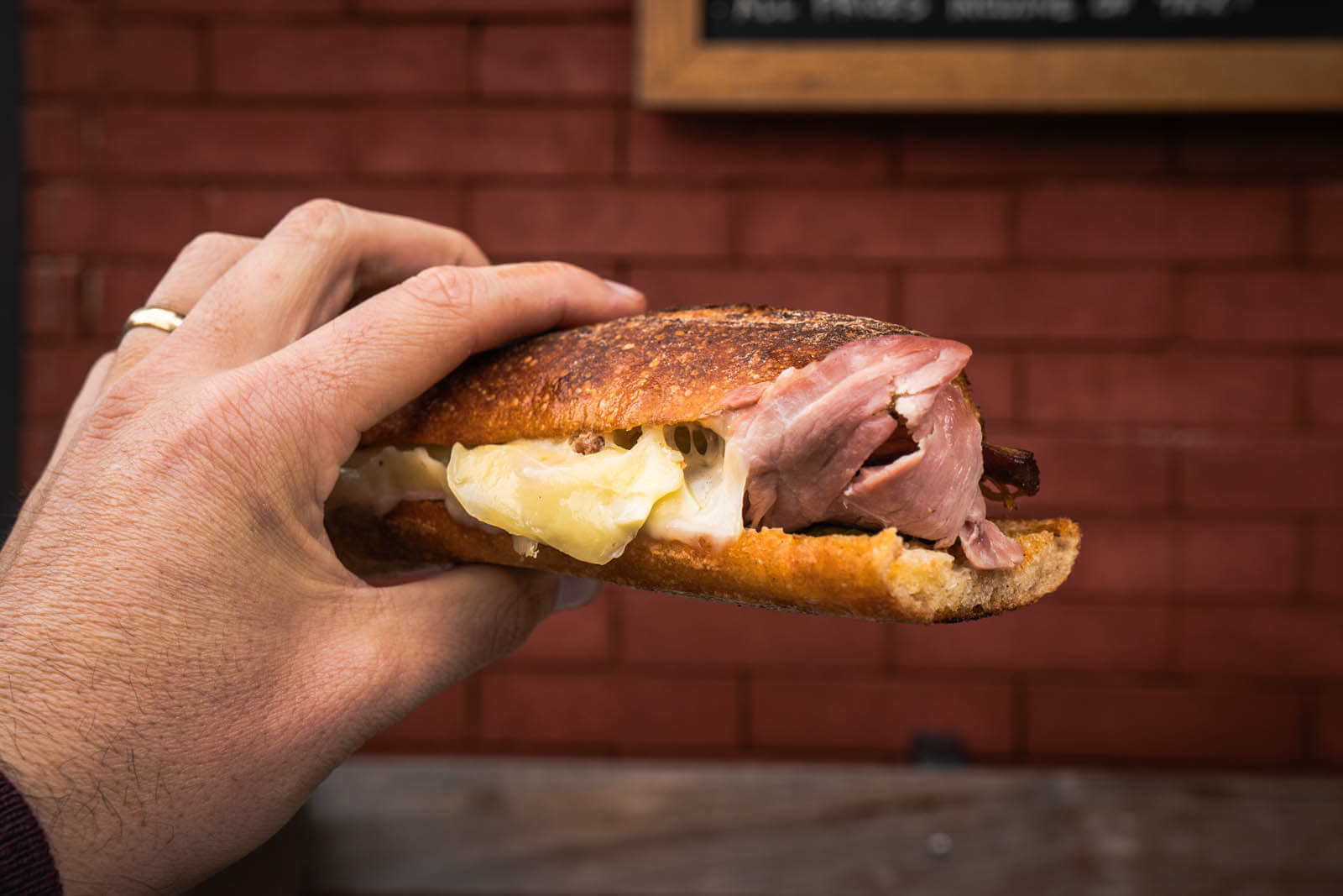 cubano sandwich at winner sandwich shop in Brooklyn park slope