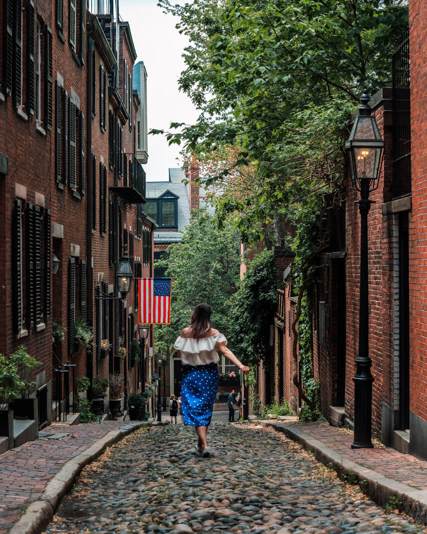 Acorn Street in Beacon Hill in Boston