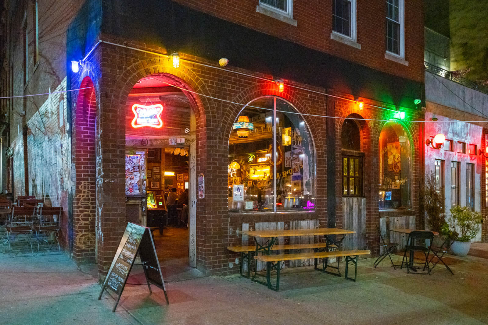 Exterior of Skinny Dennis Bar in Williamsburg Brooklyn