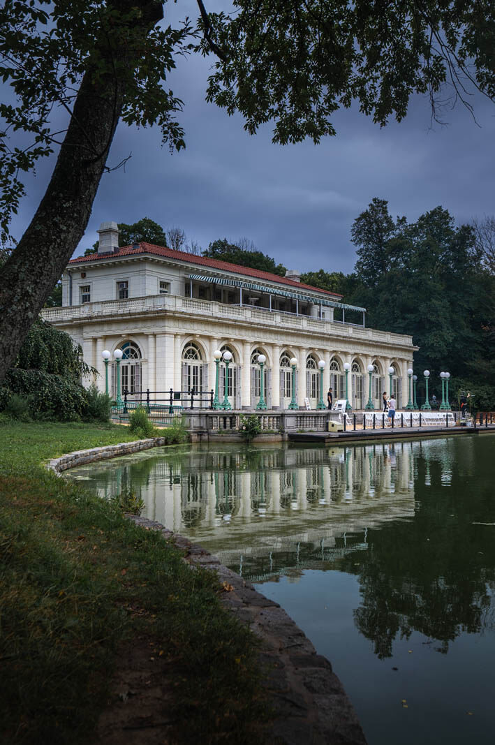 Prospect Park Boathouse in the summer in Brooklyn