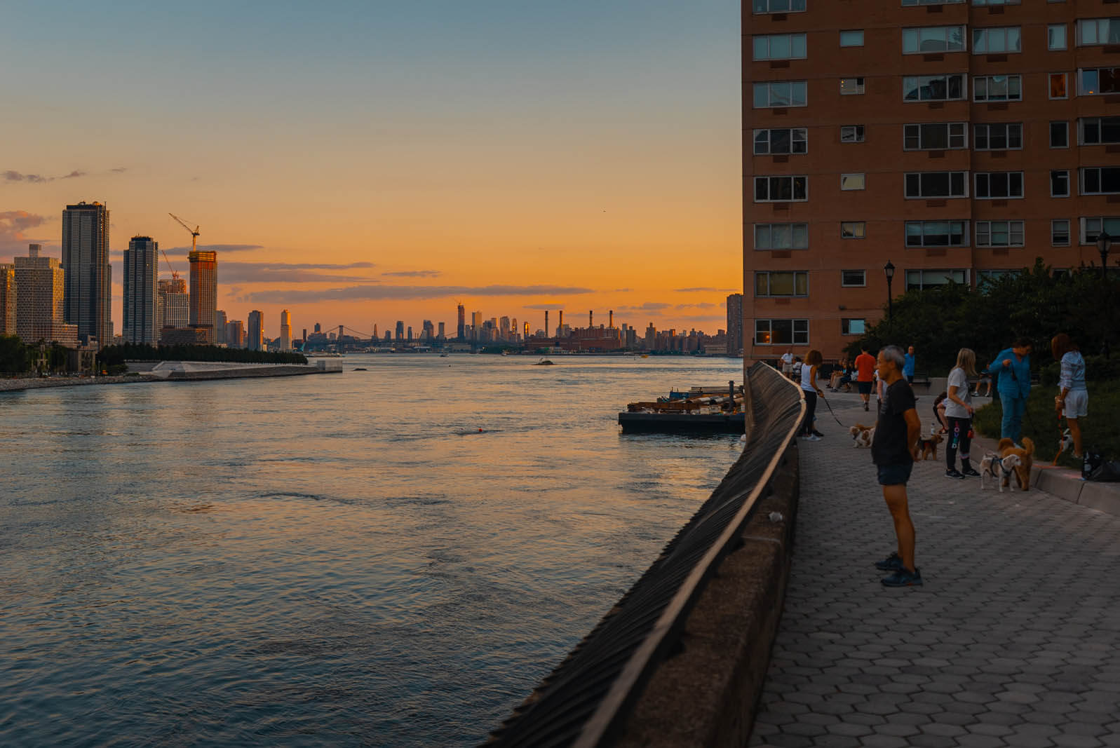 The waterfront East River view from Sutton Place Park in Manhattan