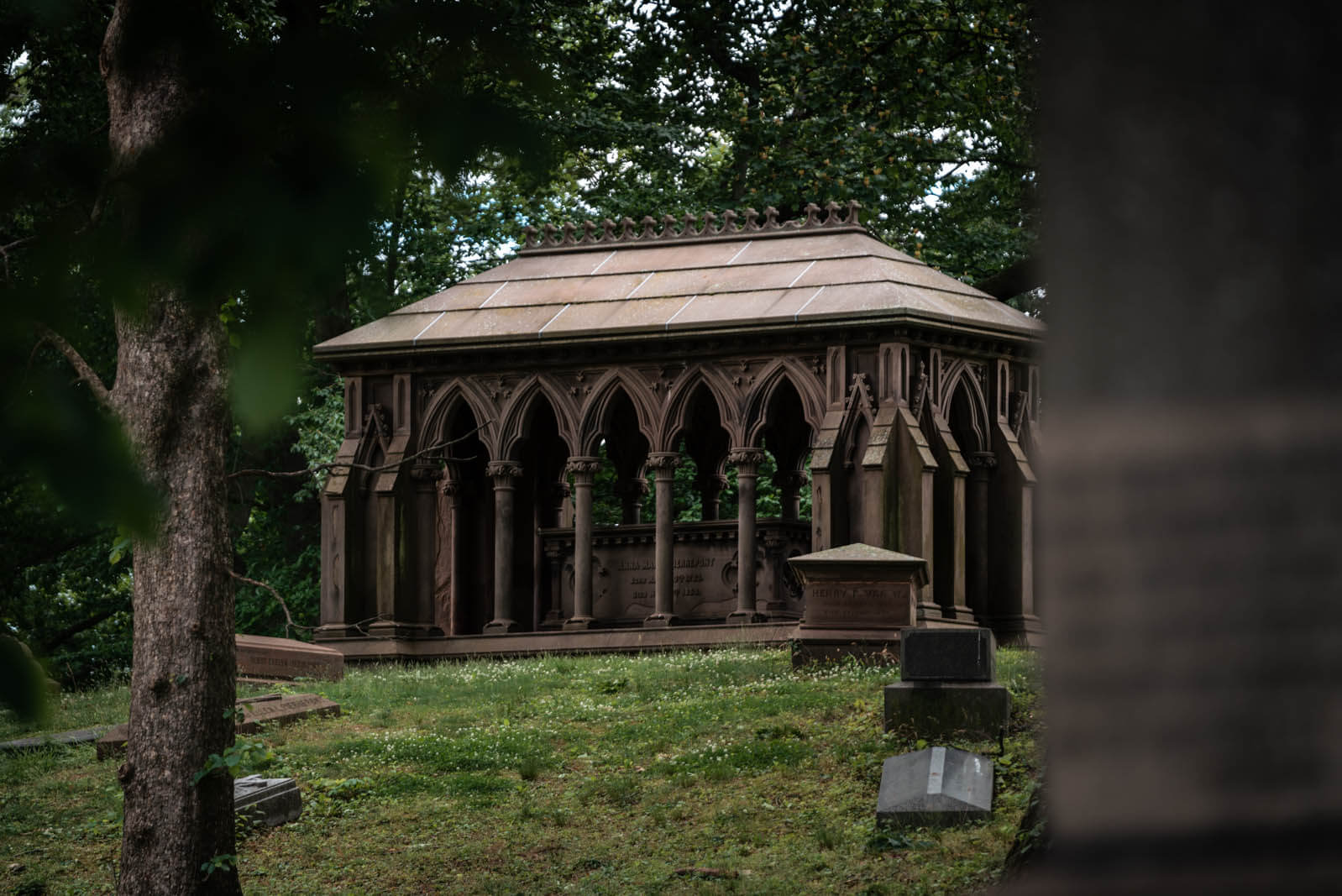 beautiful tombstone at Greenwood Cemetery in Brooklyn