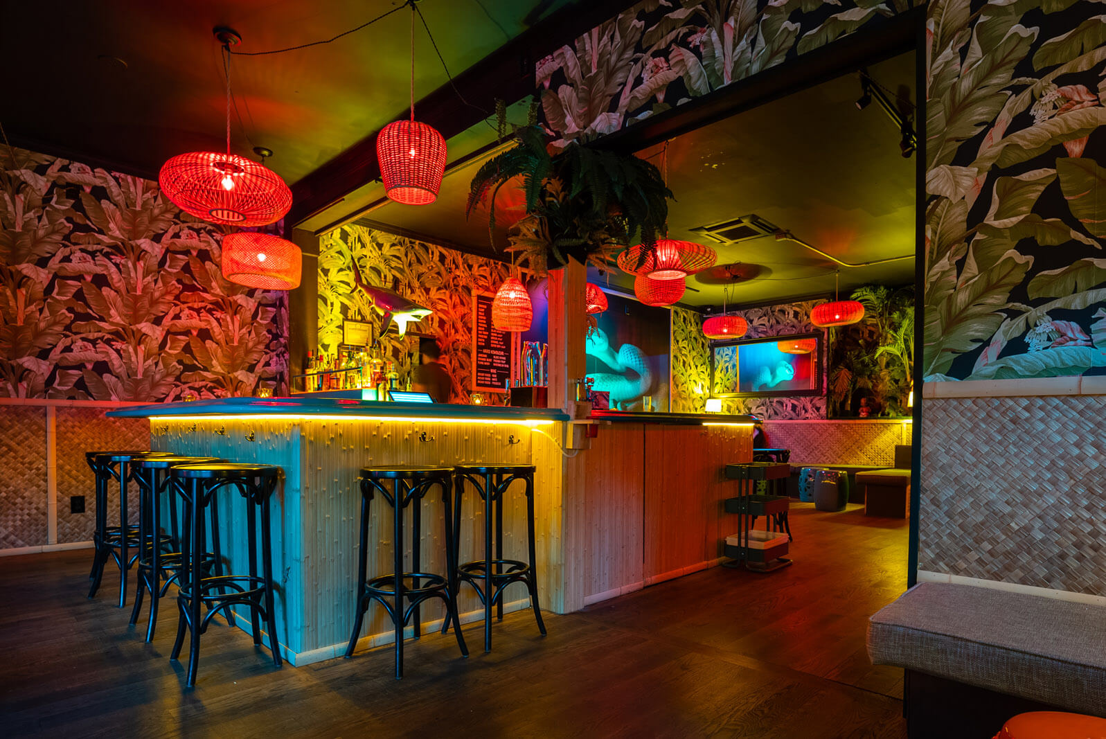 interior of Zig Zag a tropical bar in Bed Stuy Brooklyn