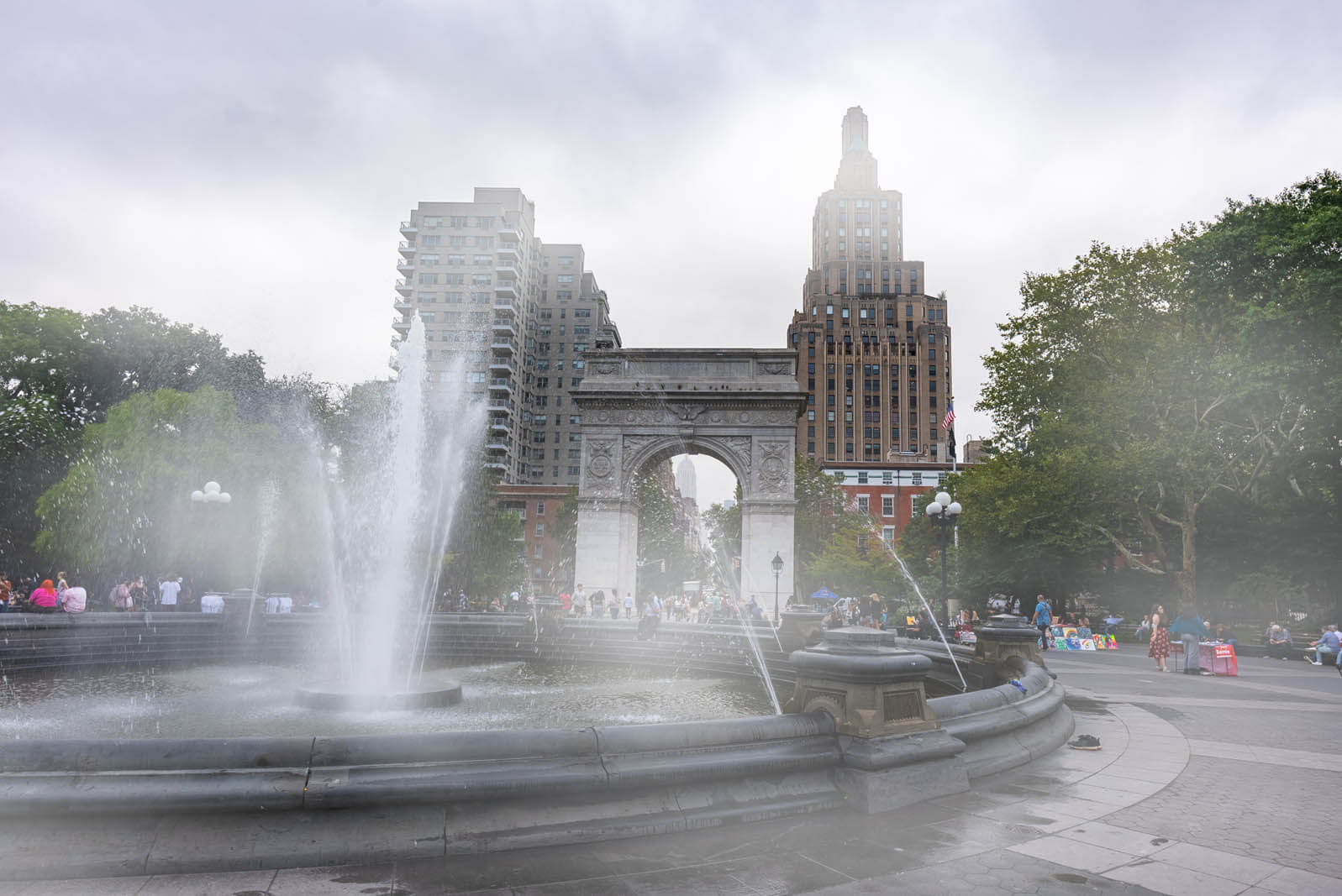 spooky and moody day at Washington Square Park a haunted NYC site