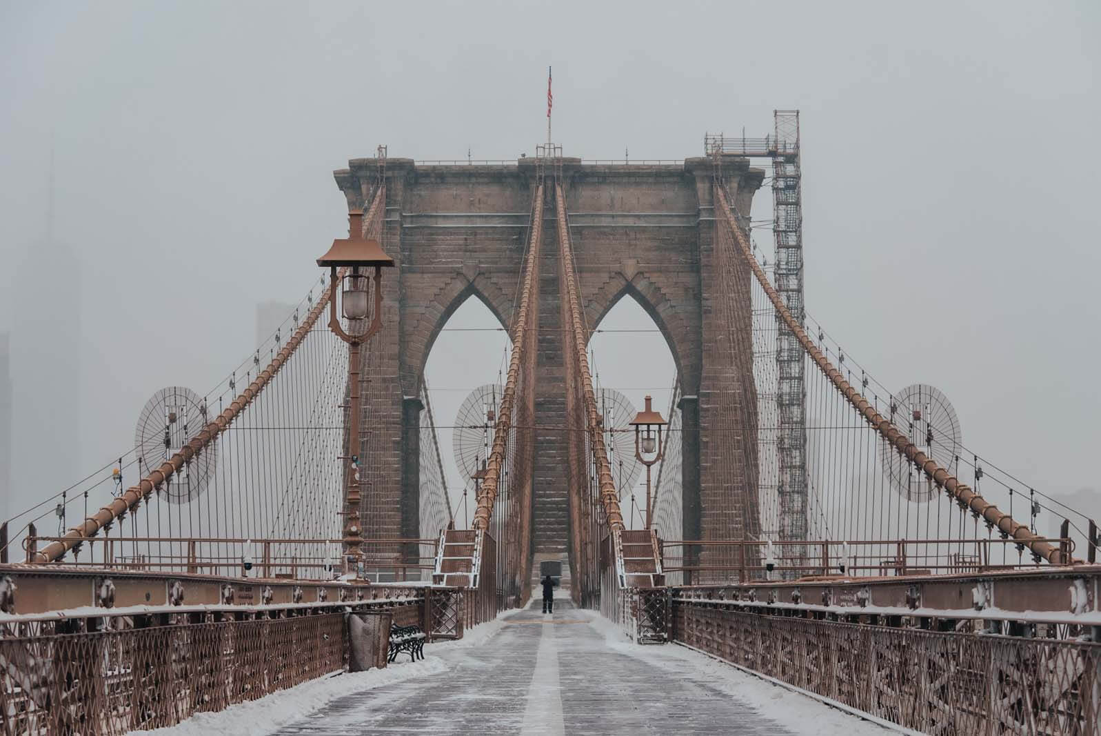 Brooklyn Bridge in the snow