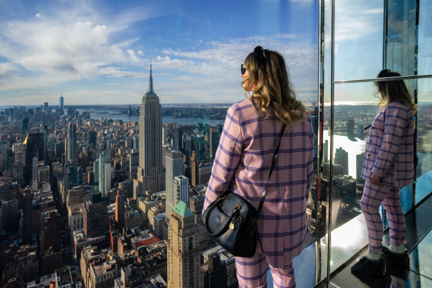 Megan enjoying the view of the Empire State Building from Summit One Vanderbilt