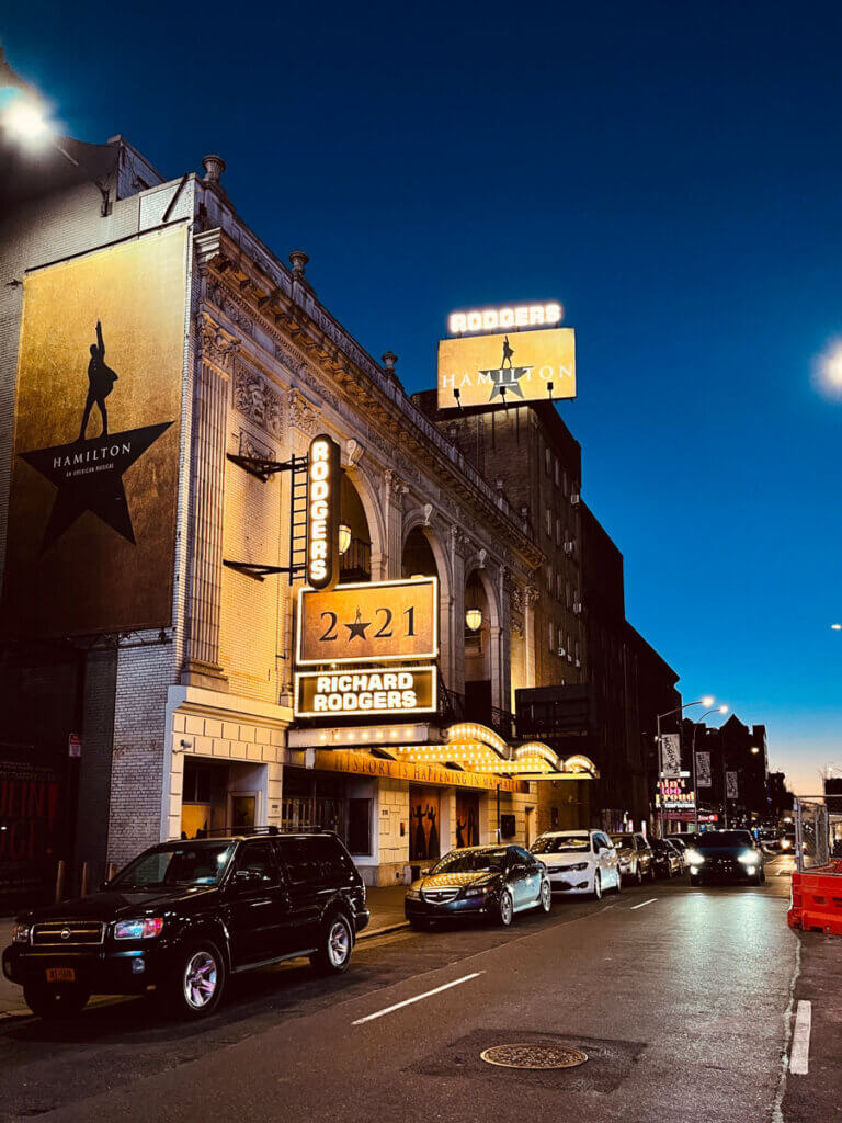 Exterior-of-Richard-Rodgers-Theater-where-Hamilton-on-Broadway-performs-in-NYC