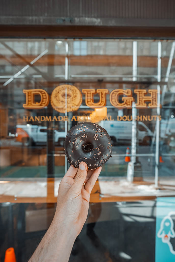 chocolate donut from dough doughnut in NYC