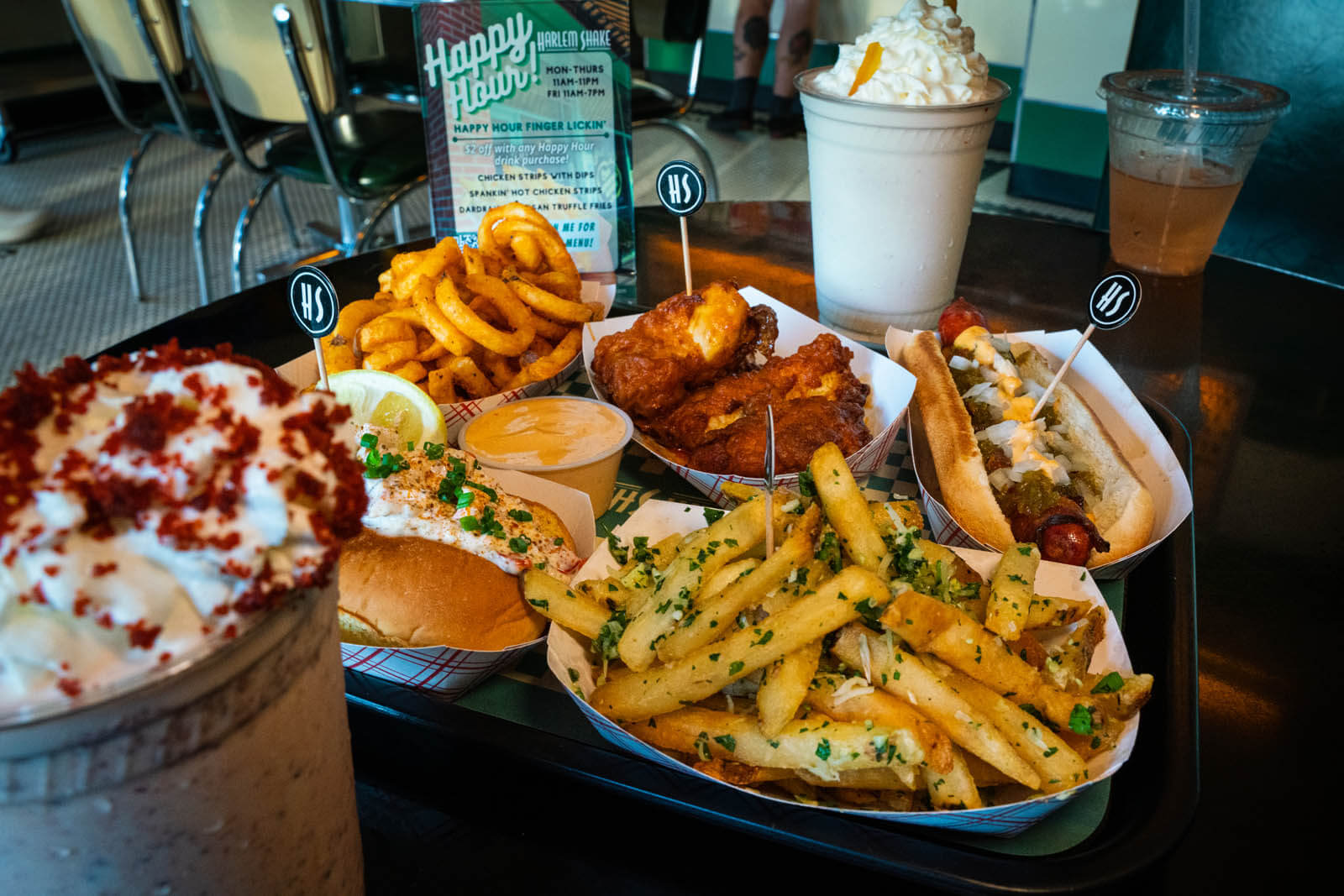 food spread at Harlem Shake in Park Slope Brooklyn