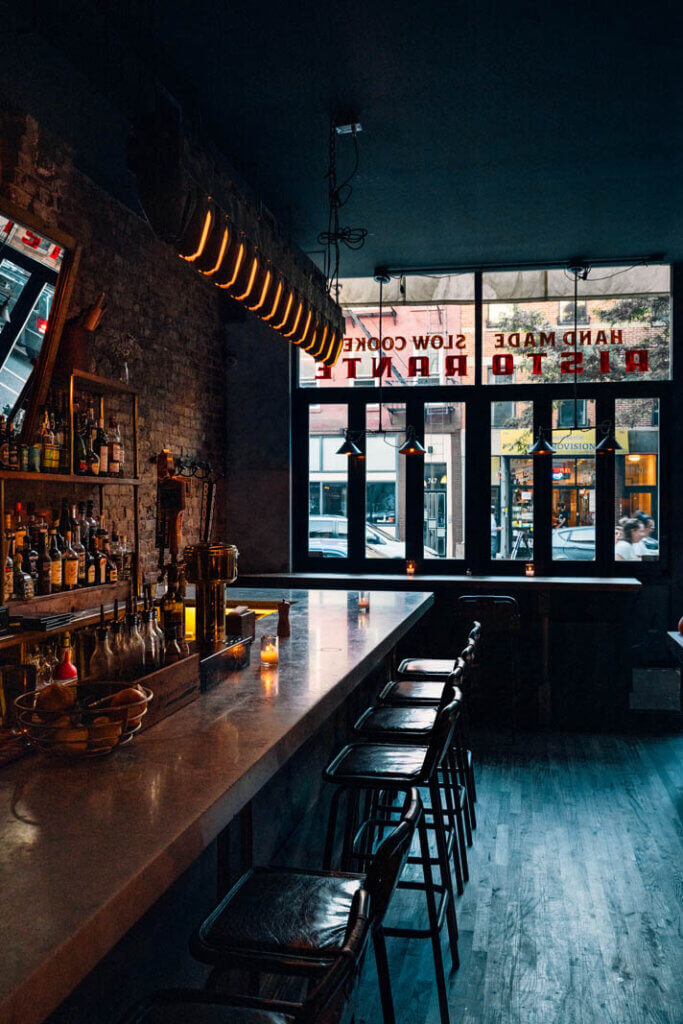 inside the bar at Cent'Anni in Crown Heights Brooklyn