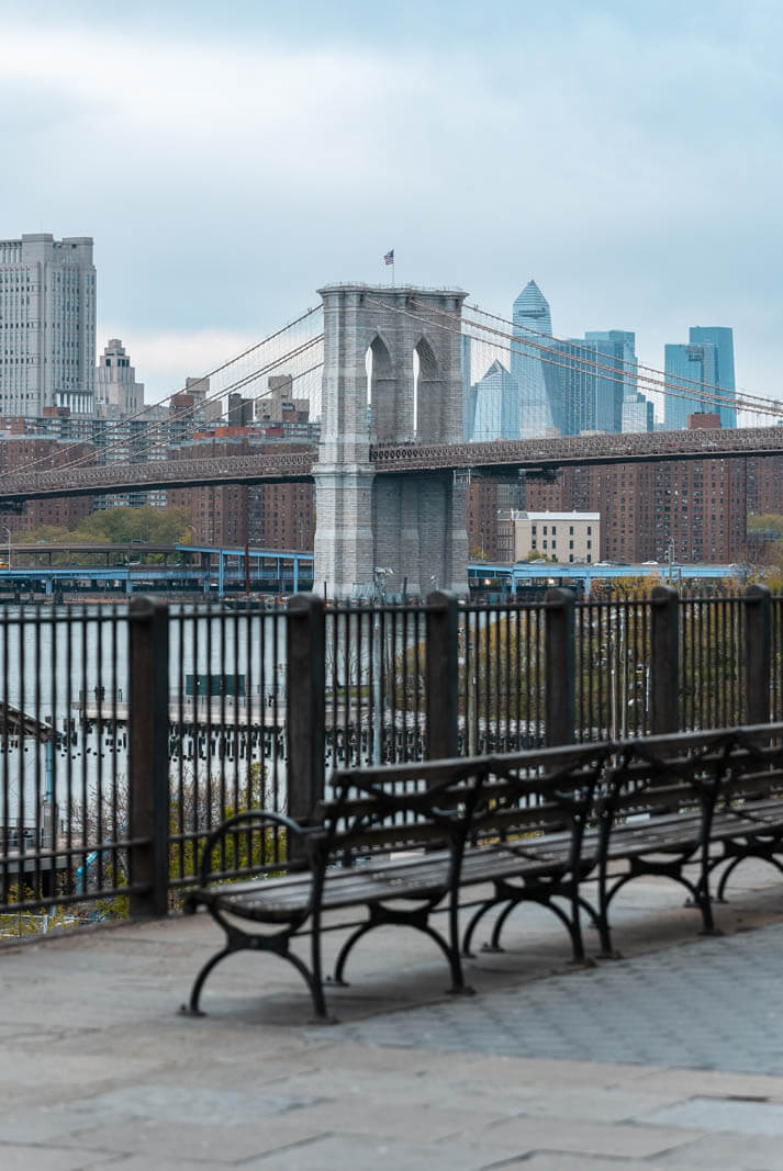 view of the Brooklyn Bridge from Brooklyn Heights Promenade in Brooklyn Heights