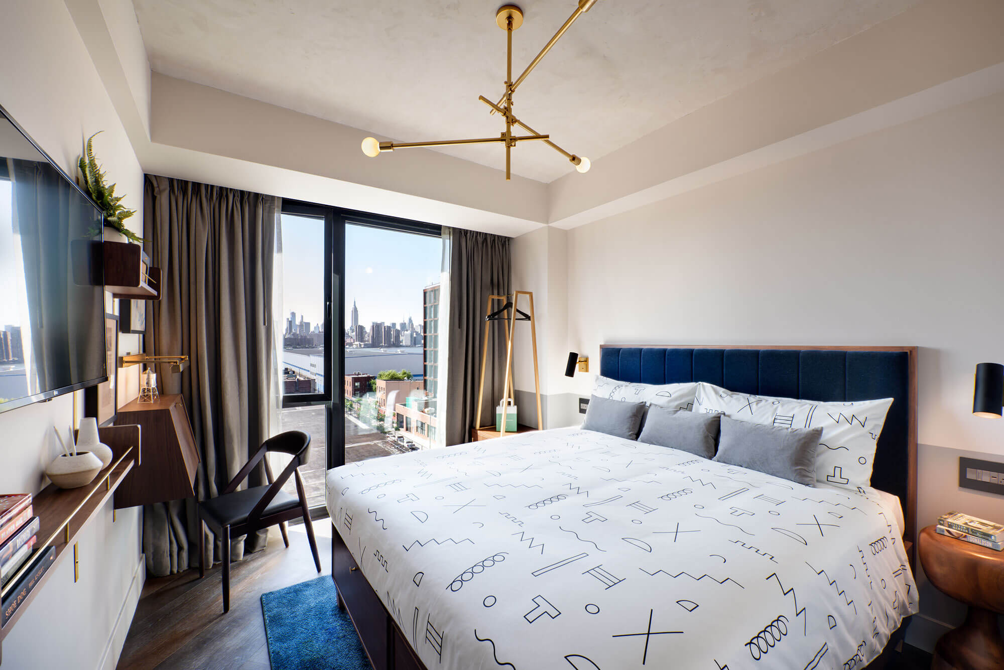 a room with a skyline view at The Hoxton Williamsburg Brooklyn in NYC