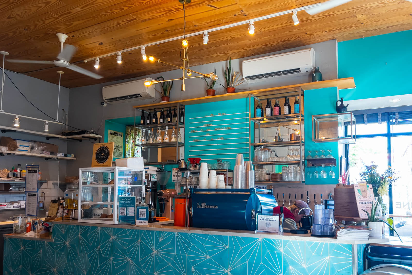 interior of Little Skips East coffee shop in Bushwick Brooklyn