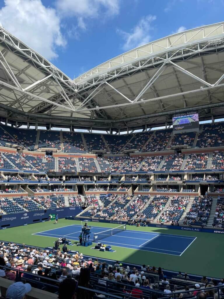 View of US Open from Arthur Ashe Stadium on Clear Sunny Day