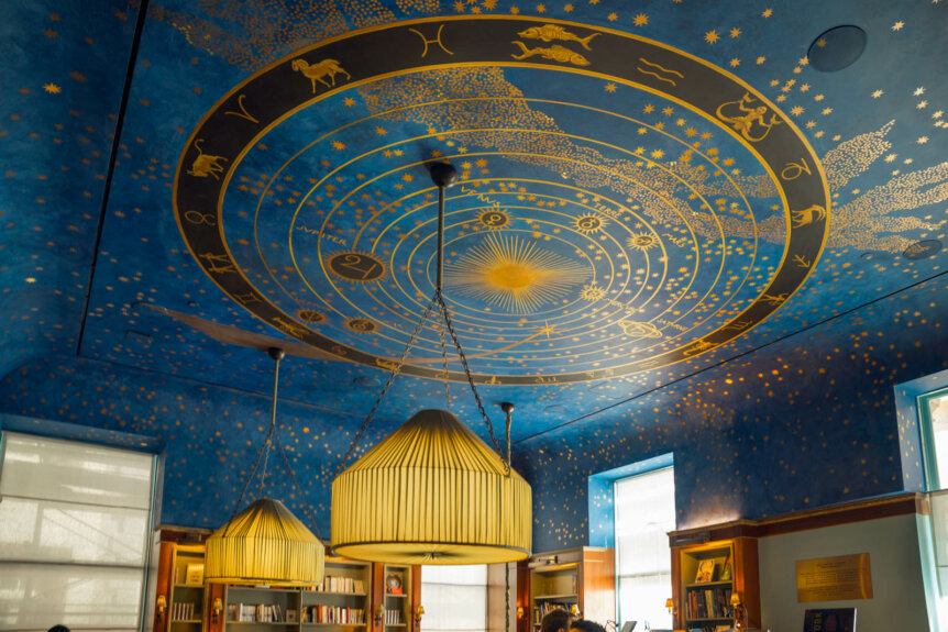 celestial ceiling at Albertine Book Store in New York City